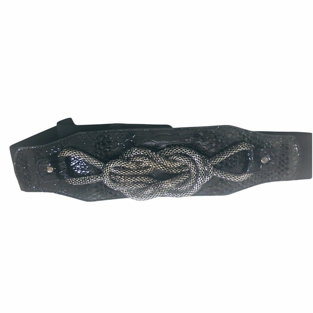 VINTAGE LEATHER BELT BLACK S/M - Picture 1 of 5